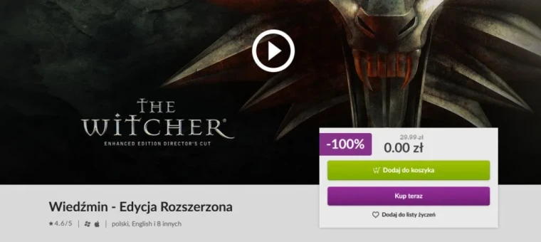 CD Projekt раздает The Witcher Enhanced Edition бесплатно
