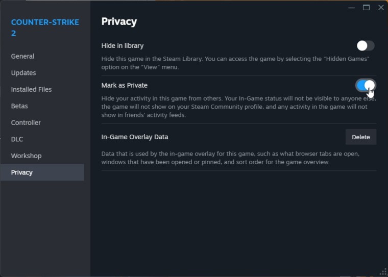 Бета-версия клиента Steam добавляет возможность скрывать игры как частные, обновлена ​​корзина