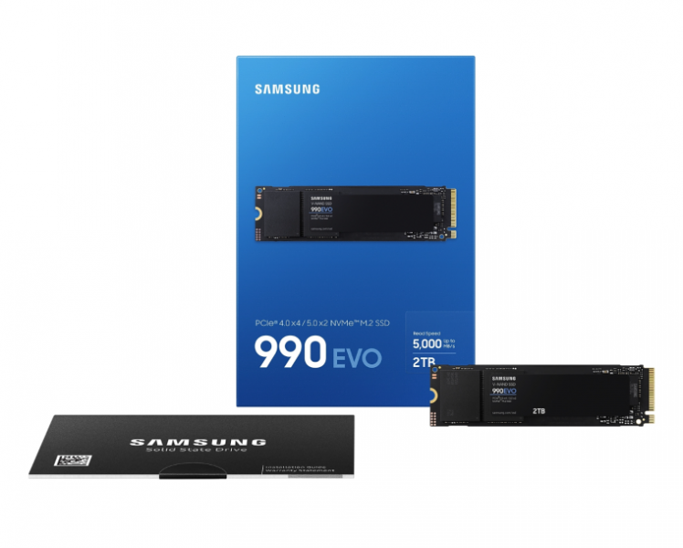 Samsung представила новый гибридный твердотельный накопитель 990 Evo NVMe с интерфейсами PCIe 4.0 x4 и 5.0 x2